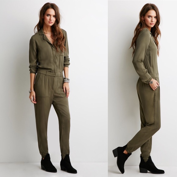 olive green pants romper